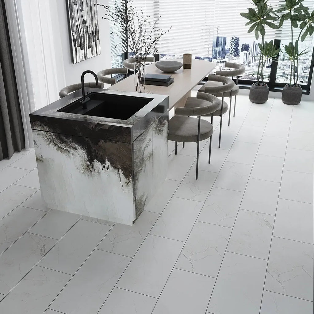 Acadia White Porcelain Tile 12x24 | Tile Club