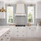 Amira Regal Samarkand Blue and Gold Patterned Porcelain Tile | Tile Club