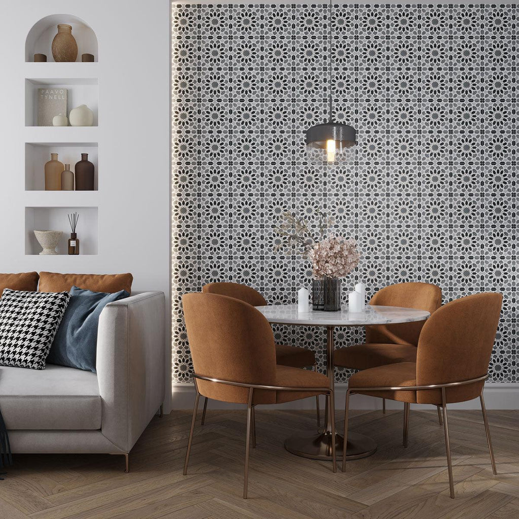 Amira Regal Shadow and Gold Patterned Porcelain Tile | Tile Club