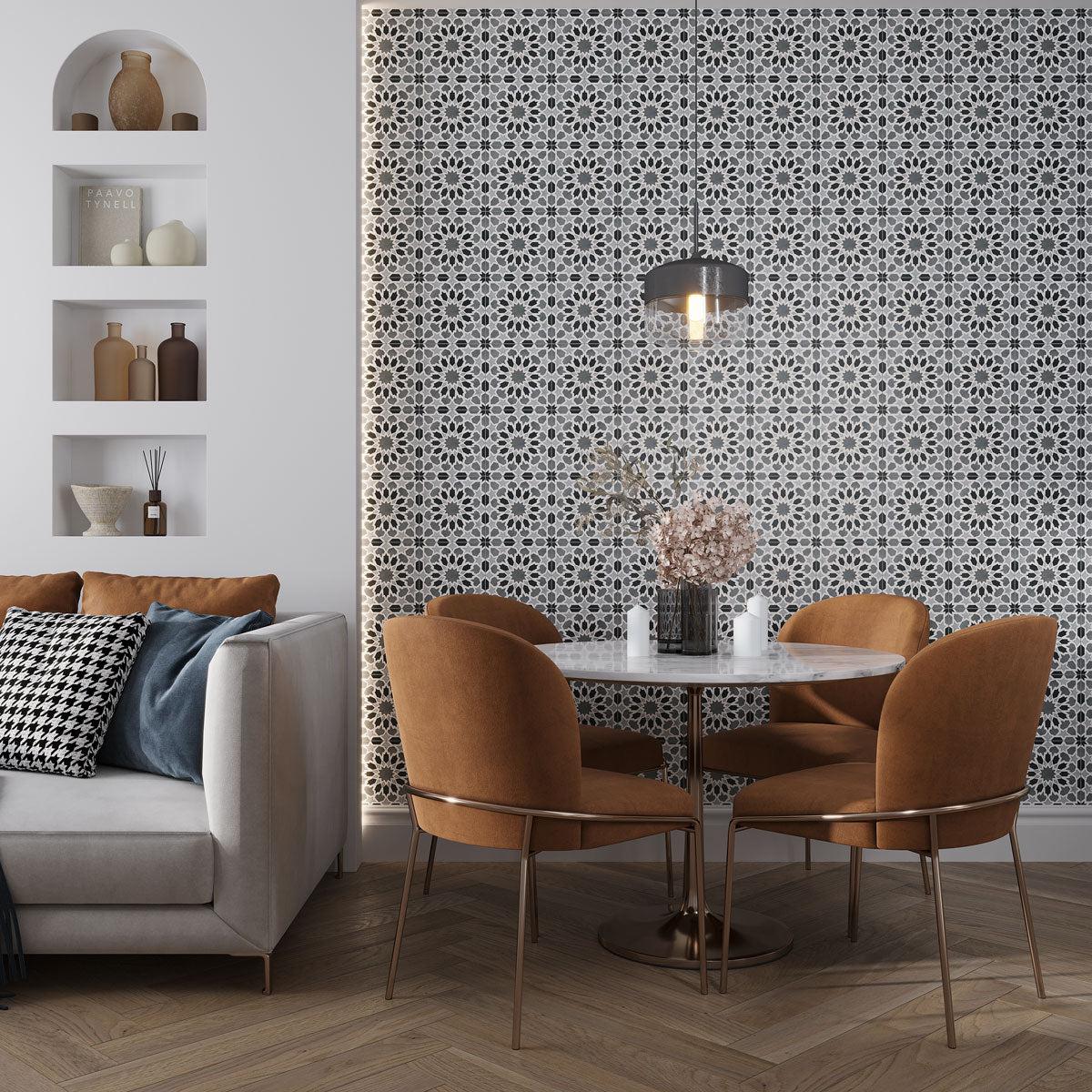 Amira Regal Shadow and Gold Patterned Porcelain Tile | Tile Club