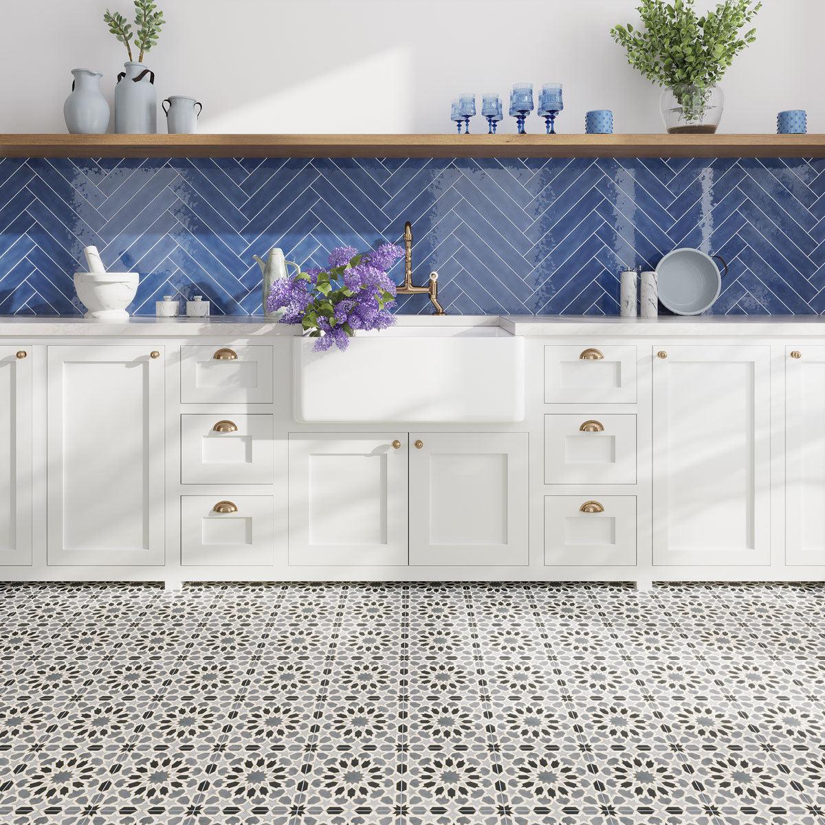 Amira Regal Shadow and Gold Patterned Porcelain Tile | Tile Club