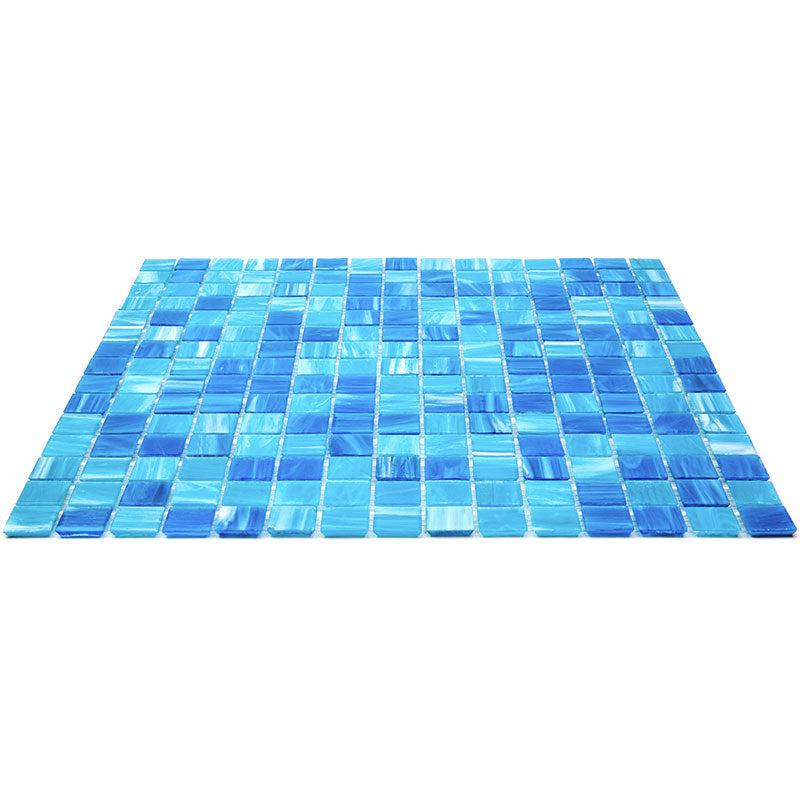 Aquarium Blue Mixed Squares Glass Tile