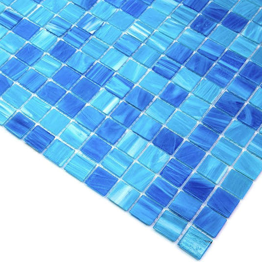Aquarium Blue Mixed Squares Glass Tile | Tile Club