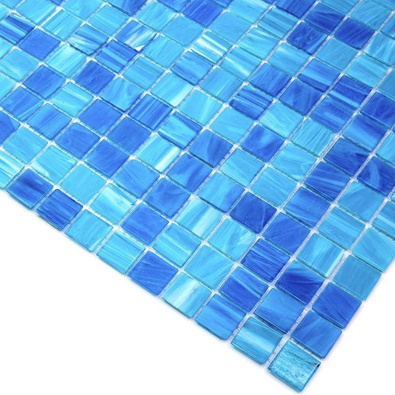Aquarium Blue Mixed Squares Glass Tile