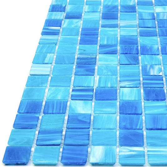 Aquarium Blue Mixed Squares Glass Tile | Tile Club