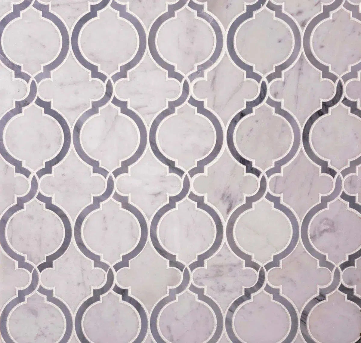 Arabesque Tile Carrara Marble & Bardiglio