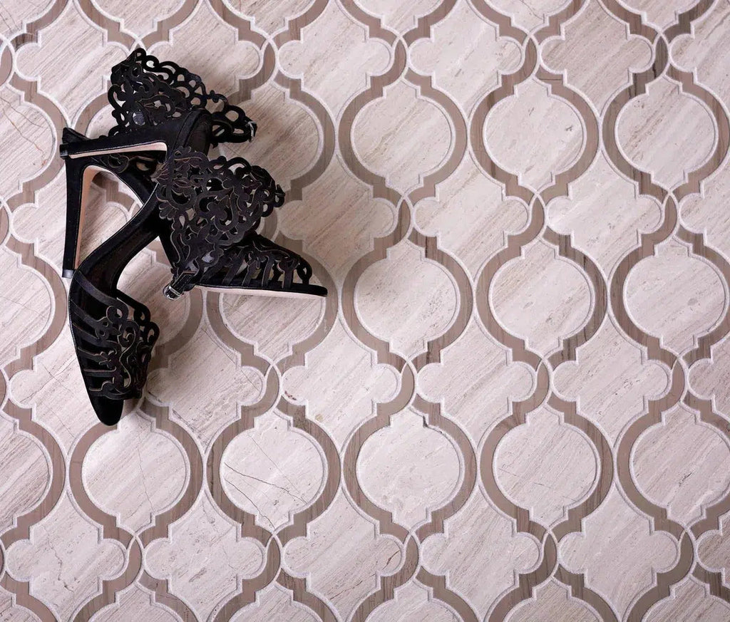 arabesque tile made of Athens grey marble