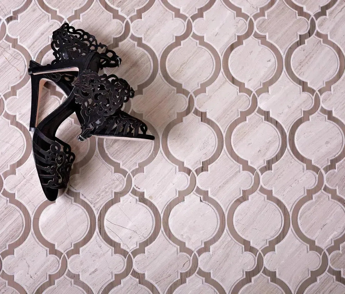 arabesque tile made of Athens grey marble