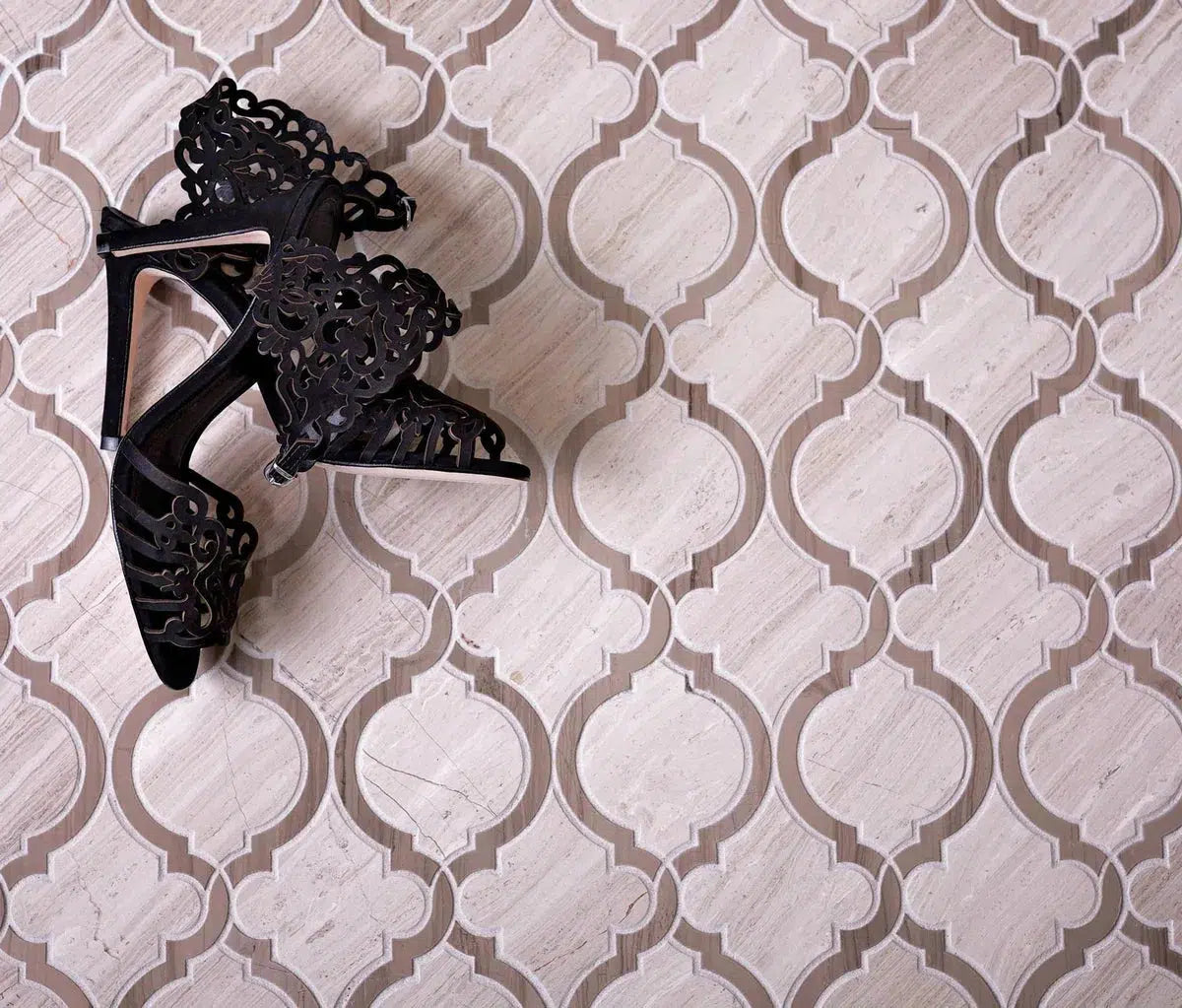 arabesque tile made of Athens grey marble