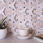 Arches Wooden Beige & Bardiglio Marble Tile