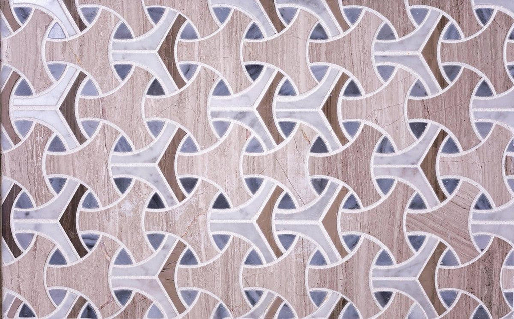 Arches Wooden Beige & Bardiglio Marble Tile | Tile Club