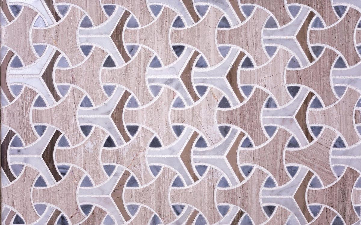 Arches Wooden Beige & Bardiglio Marble Tile | Tile Club