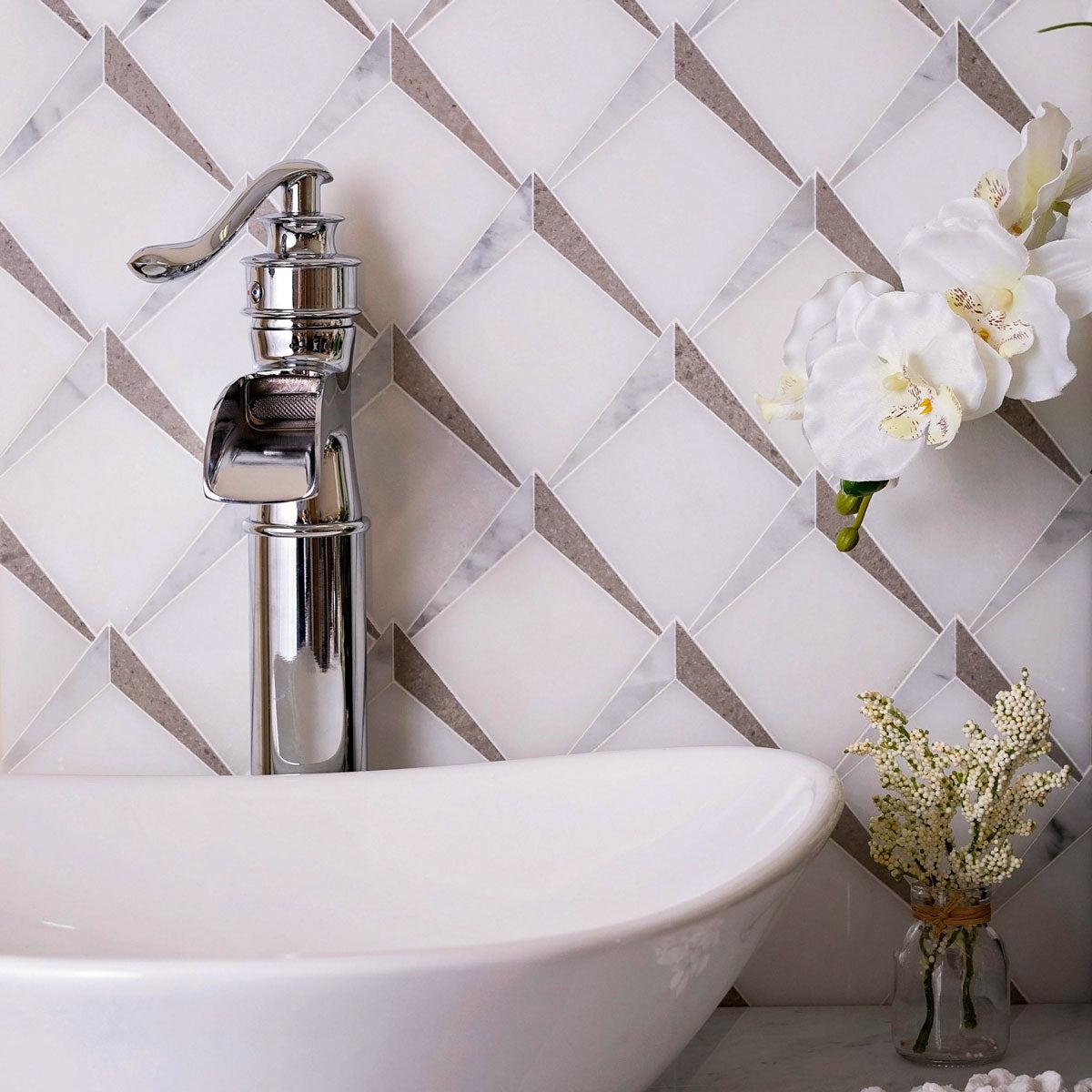 Arrowhead Marble Mosaic Bathroom Wall TIle