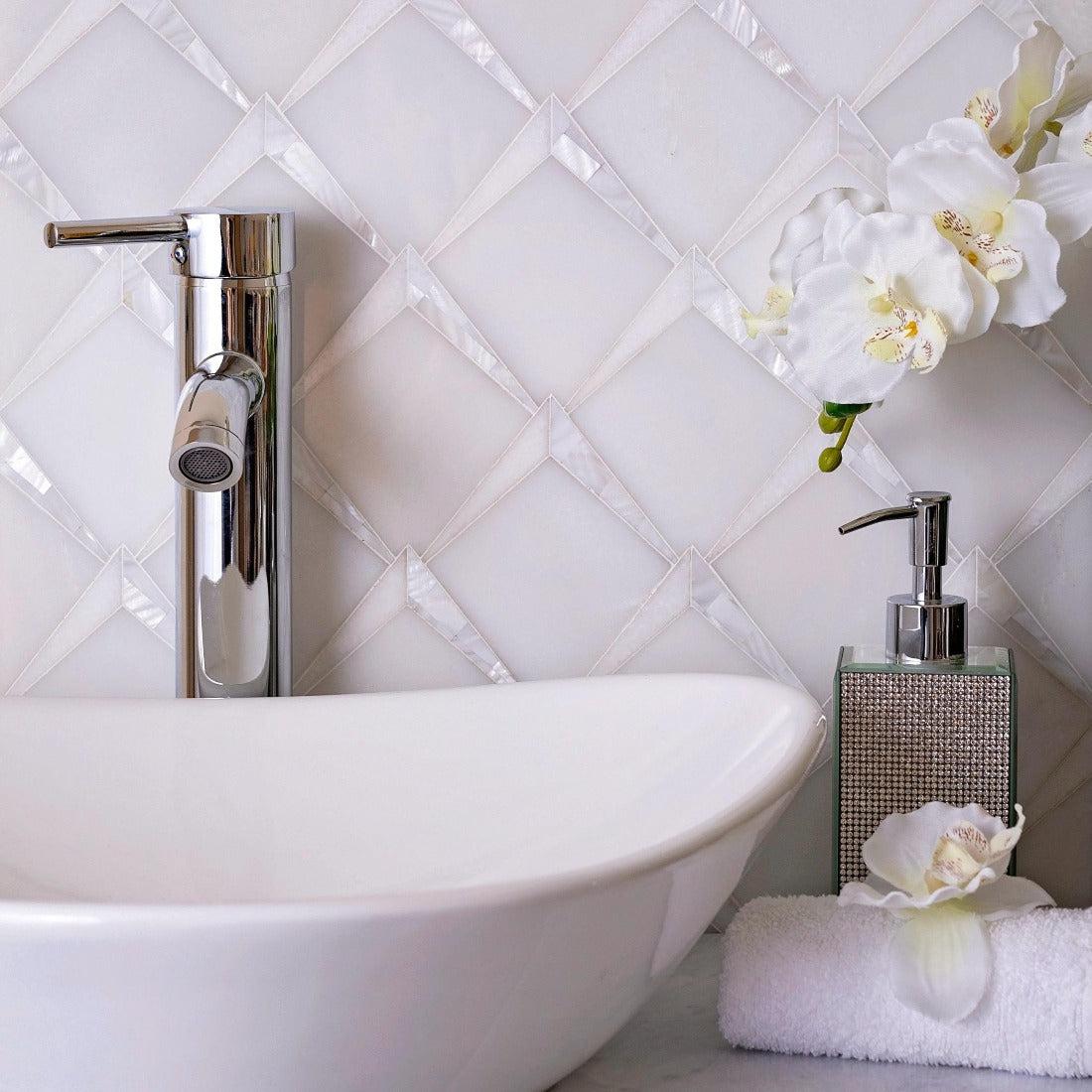 Pearl and Marble Arrowhead Tile