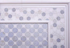Azul Cielo Thassos And Paper White Penny Rounds Marble Mosaic Tile Polished