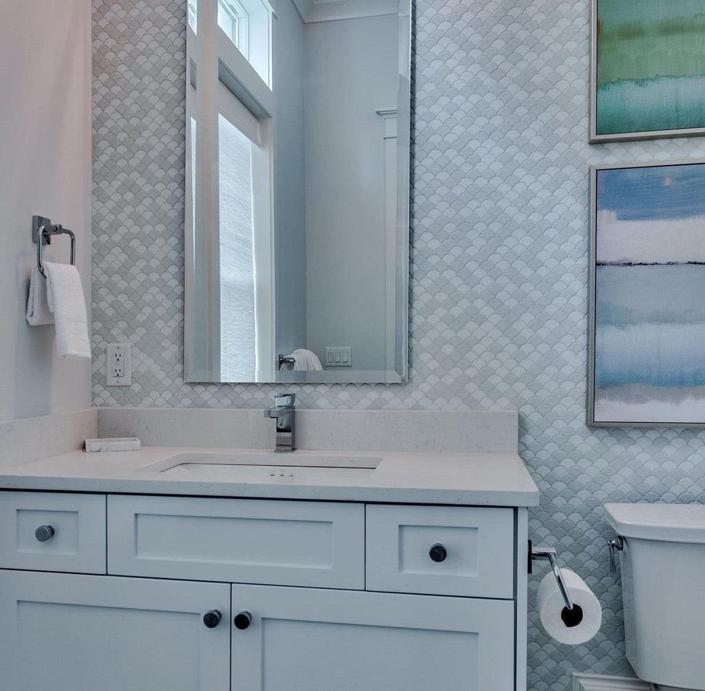 11" x 11" Fish scale Marble Mosaic Tile