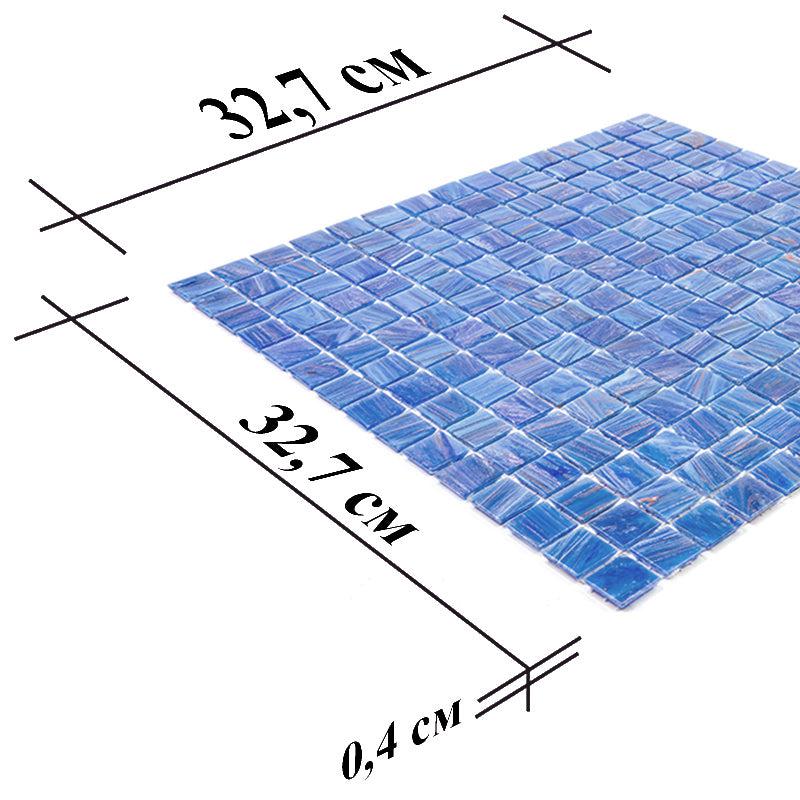 Azure Blue with Gold Swirls Mixed Squares Glass Pool Tile | Tile Club