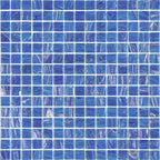 Azure Blue with Gold Swirls Mixed Squares Glass Pool Tile