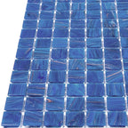 Azure Blue with Gold Swirls Mixed Squares Glass Pool Tile | Tile Club