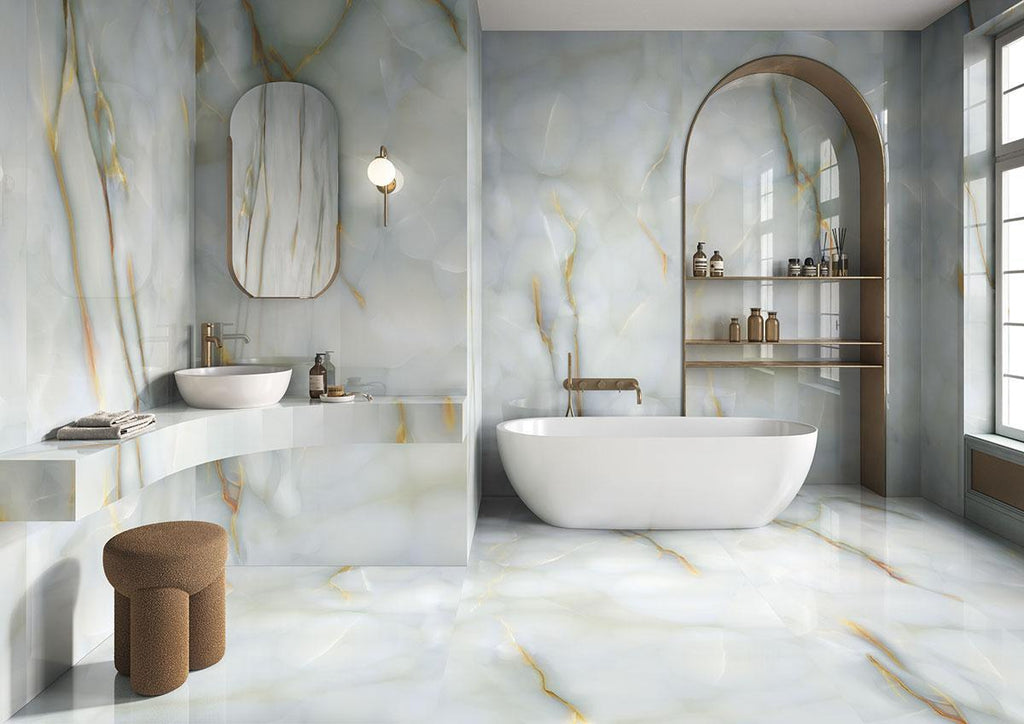 Emporio Soft Blue Onyx Large Format Porcelain Tile 24x48 | Tile Club