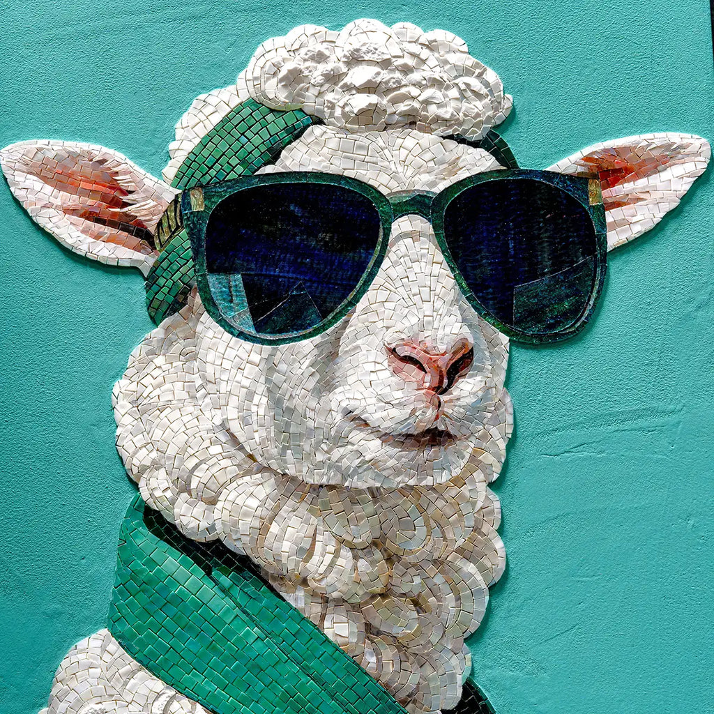 Stylish Sheep Tiled Mosaic Mural
