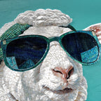 Stylish Sheep Tiled Mosaic Mural