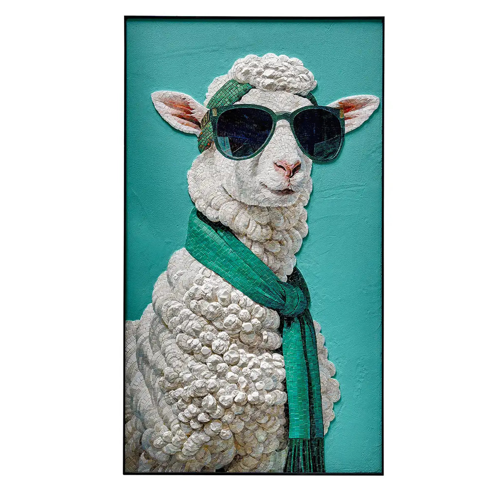 Stylish Sheep Tiled Mosaic Mural