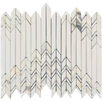 Calacatta Monet Neutral Fletching Marble Mosaic Tile | Tile Club