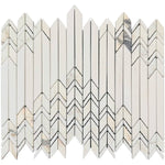 Calacatta Monet Neutral Fletching Marble Mosaic Tile | Tile Club