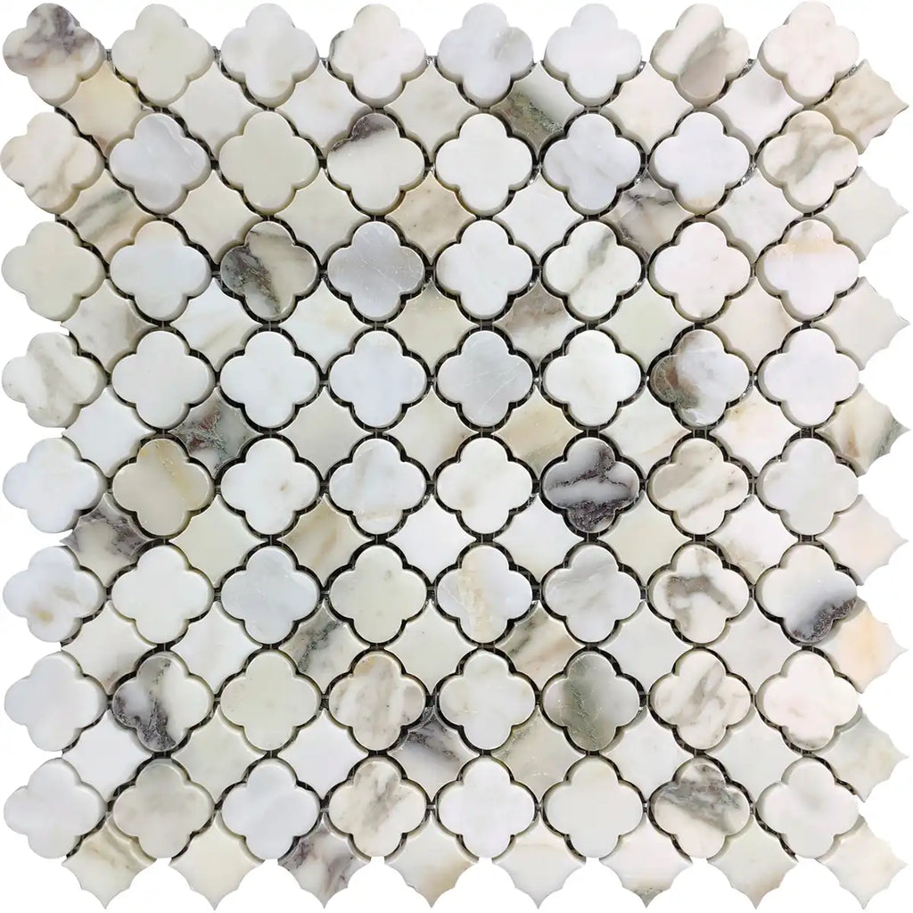 Calacatta Monet Petite Lantern Marble Mosaic Tile | Tile Club