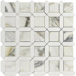 Calacatta Monet Octagon and Thassos Square Marble Mosaic Tile | Tile Club