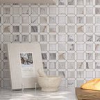 Calacatta Monet Octagon and Thassos Square Marble Mosaic Tile | Tile Club
