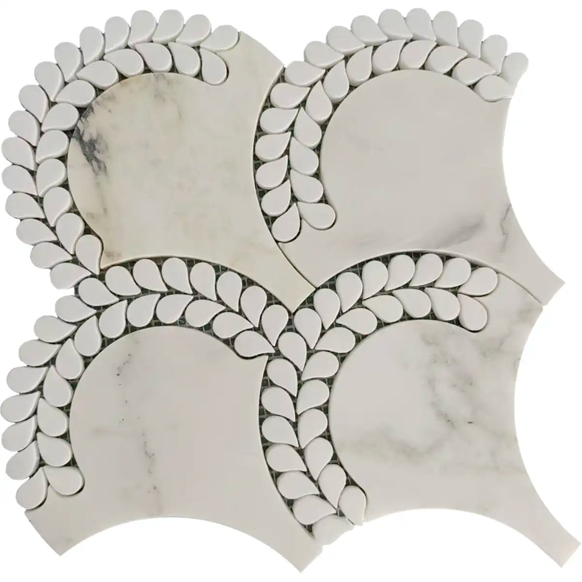 Helena Calacatta Monet and Thassos Marble Mosaic Tile | Tile Club