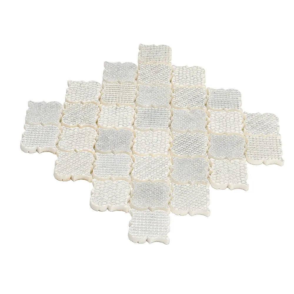 White Etched Arabesque Mosaic Tile | Tile Club