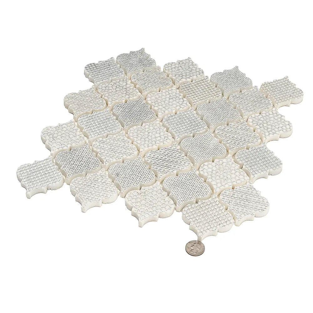 White Etched Arabesque Mosaic Tile | Tile Club