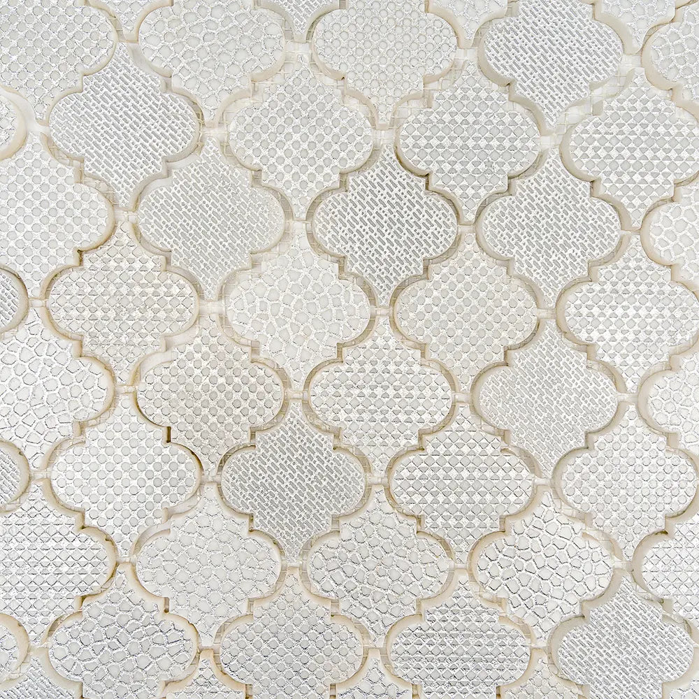 White Etched Arabesque Mosaic Tile | Tile Club