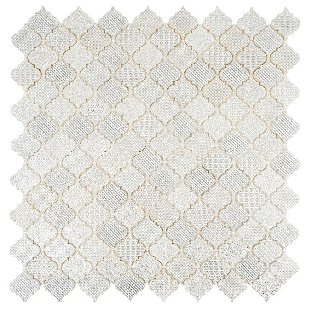 White Etched Arabesque Mosaic Tile | Tile Club