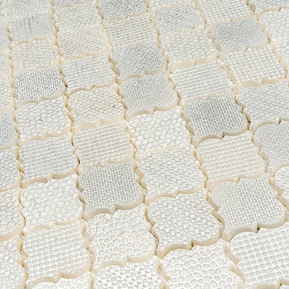 White Etched Arabesque Mosaic Tile | Tile Club