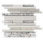 Silver White Matchstix Marble Mosaic Tile | Tile Club