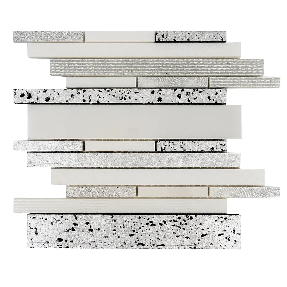 Silver White Matchstix Marble Mosaic Tile | Tile Club