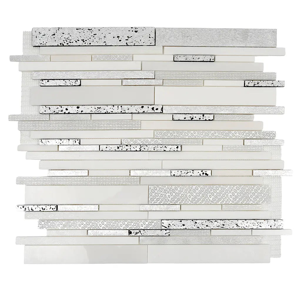 Silver White Matchstix Marble Mosaic Tile | Tile Club