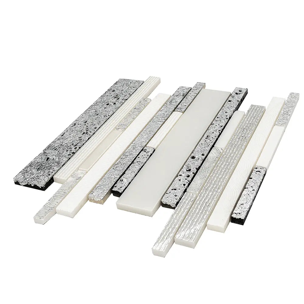 Silver White Matchstix Marble Mosaic Tile | Tile Club