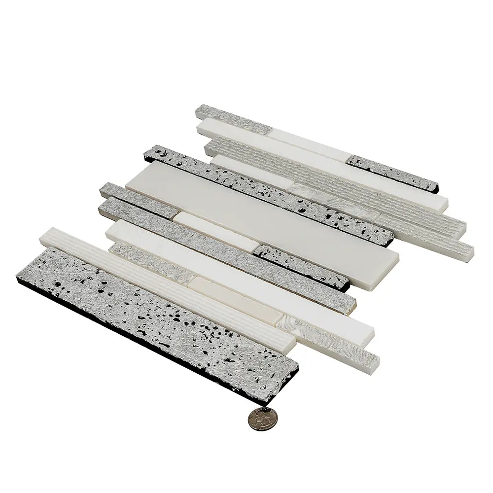 Silver White Matchstix Marble Mosaic Tile | Tile Club