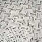 Silver White Sticks Marble Mosaic Tile | Tile Club
