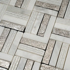 Silver White Sticks Marble Mosaic Tile | Tile Club