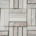 Silver White Sticks Marble Mosaic Tile | Tile Club