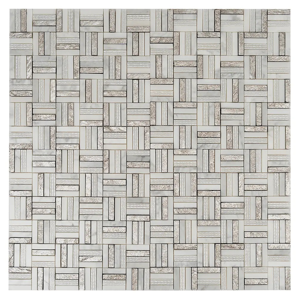 Silver White Sticks Marble Mosaic Tile | Tile Club
