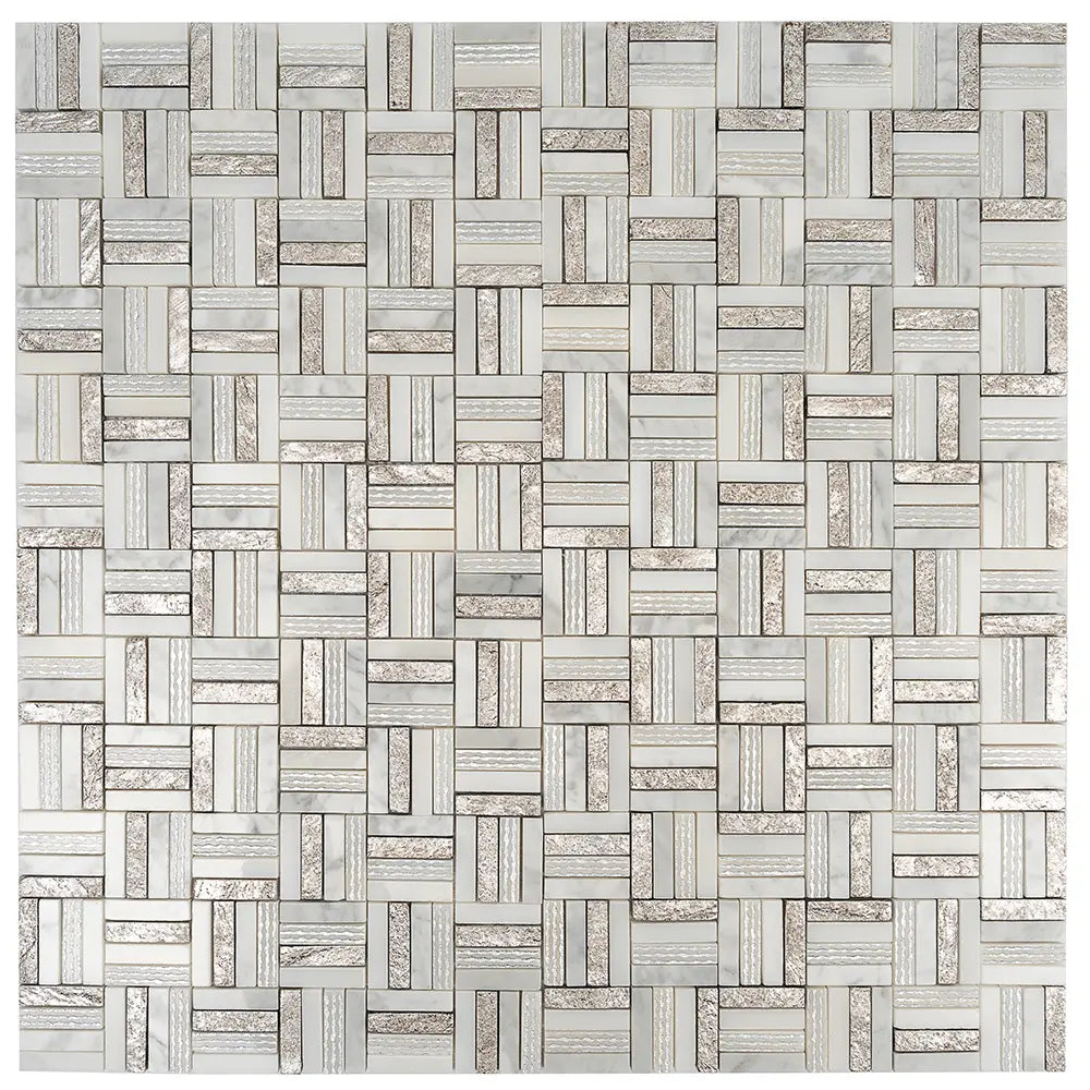 Silver White Sticks Marble Mosaic Tile | Tile Club