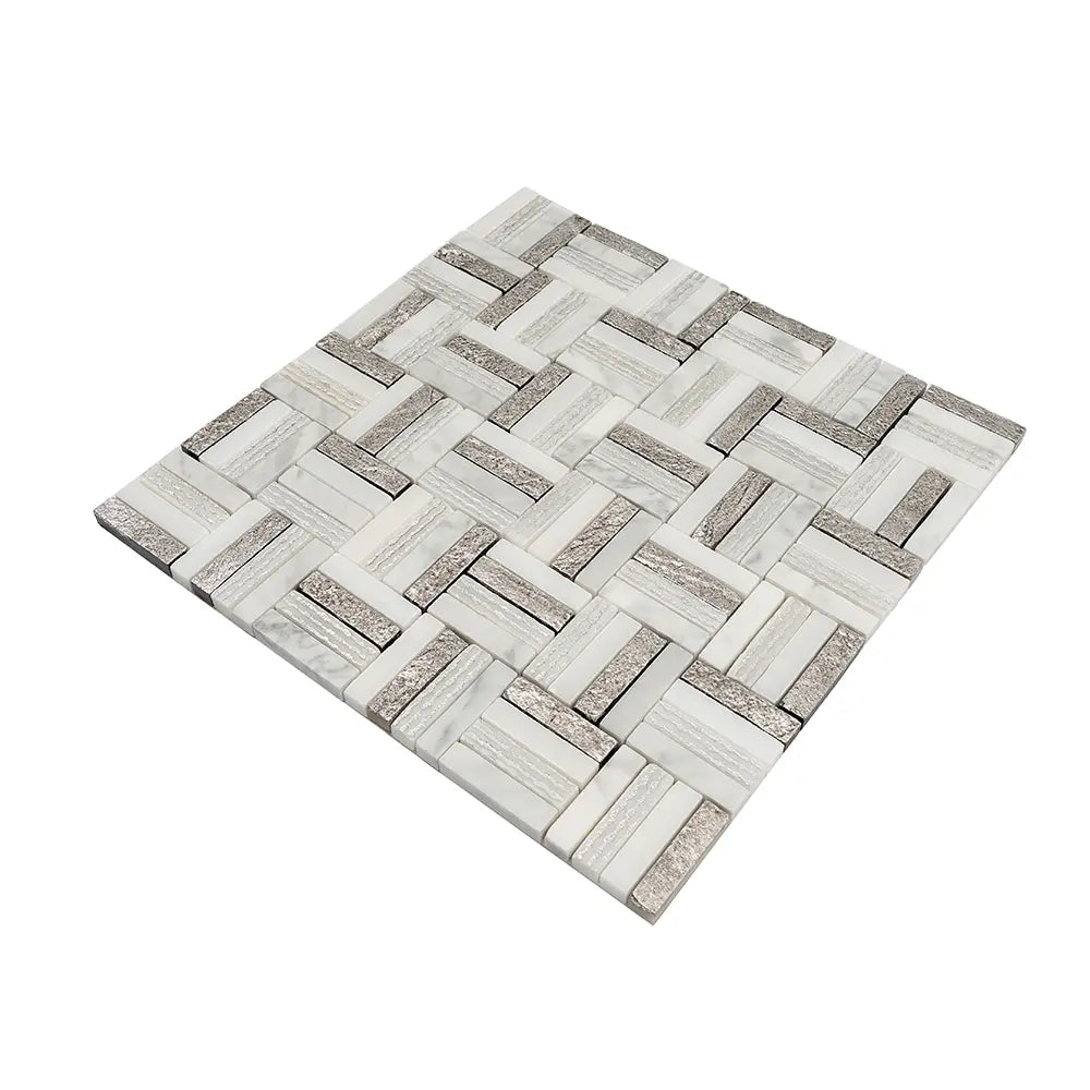 Silver White Sticks Marble Mosaic Tile | Tile Club