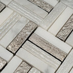 Silver White Sticks Marble Mosaic Tile | Tile Club